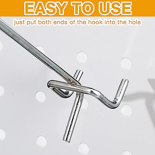 Funrous 100 Pack 10 Inch Stainless Steel Hooks for Pegboard, Silver - size: 10 Inch