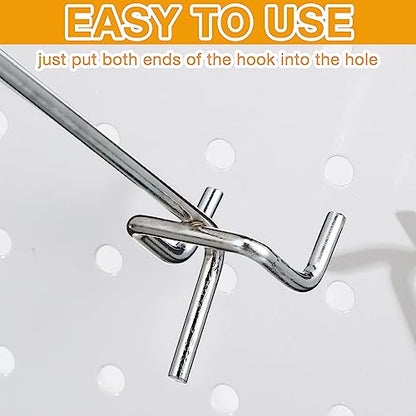 Funrous 100 Pack 10 Inch Stainless Steel Hooks for Pegboard, Silver - size: 10 Inch