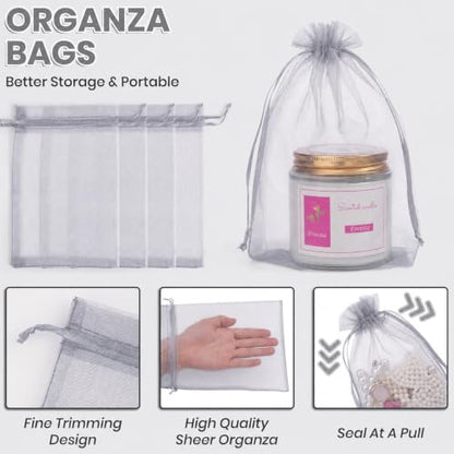 ANZNKU 4x6 Inch Organza Bags 50Pcs, Gray Party Favor Gift Pouches - color: Gray