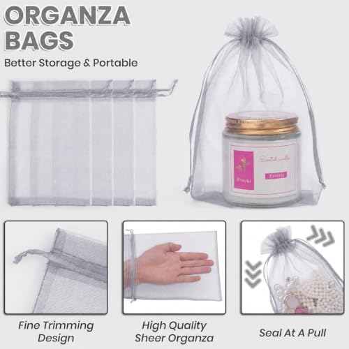 ANZNKU 4x6 Inch Organza Bags 50Pcs, Gray Party Favor Gift Pouches - color: Gray