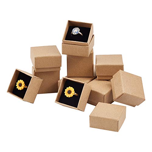 PH PandaHall 48 Pack Ring Gift Box, 1.5x1.5x1.1 Inch Jewelry Gift Boxes Square Cardboard Jewelry Box with Foam Small Earring Packing Boxes for Selling Mother's Day Wedding Birthday Business