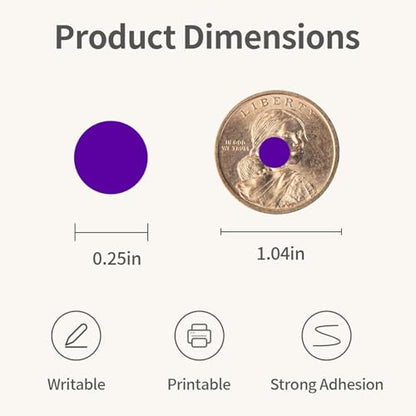 1/4" Purple Dot Stickers Small Tiny Mini Little Circle Stickers - color: Purple, size: 1/4 INCH