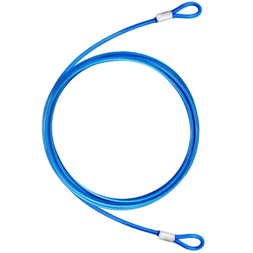 4.7mm(3/16") Steel Security Cable with Loops, Bike Lock Cable, 1Pack - color: Blue, size: 10FT-(1Pack)