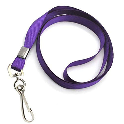 Beebel Purple Lanyards 100 Pcs Lanyard for Id Badges Flat Lanyard with Badge Clip with J-Hook (Purple) - color: Purple, size: 100 Pack