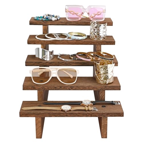 Ikee Design 5-Tier Wooden Display Stand for Plants & Collectibles
