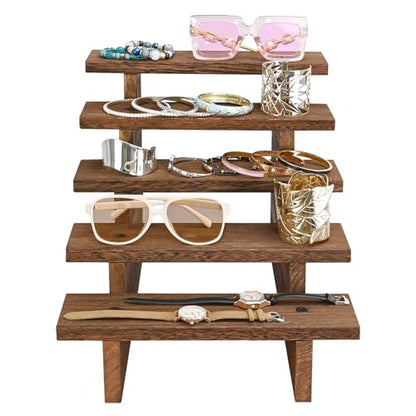 Ikee Design 5-Tier Wooden Display Stand for Plants & Collectibles