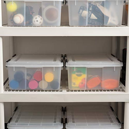 IRIS USA 6-Pack 31 Qt Storage Bins with Gasket Lids, Clear/Black - size: 31 Qt, style: 6 Pack