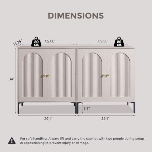 IFGET 61.75"W Modern Arch Sideboard Buffet Cabinet with Storage, Light Grey - color: Light Grey, size: 2 Pieces