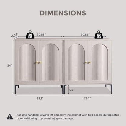 IFGET 123.5"W Modern Arch Sideboard Buffet Cabinet with Storage, Light Grey - color: Light Grey, size: 4 Pieces