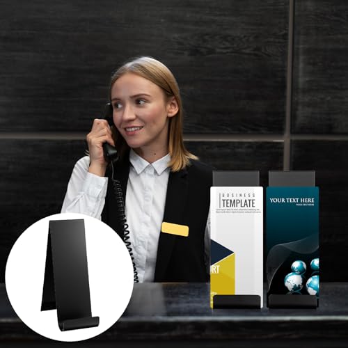 4 Pcs Metal Fancy Brochure Holder Display Flyer Brochure Stand Table Vertical Countertop Literature Organizer for Booklets Pamphlet Magazine Menu Journals (Black)