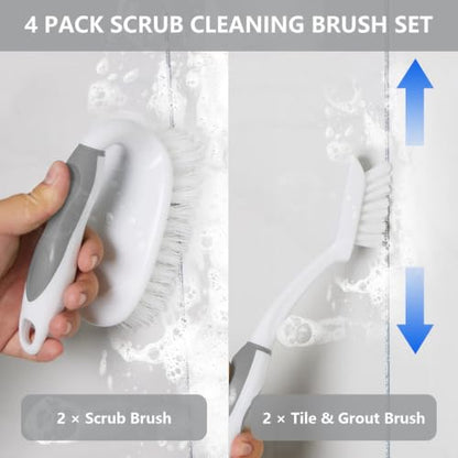 Scrub Brush Set, 4 Pack Deep Cleaning Brush Kit, Gray - color: Gray