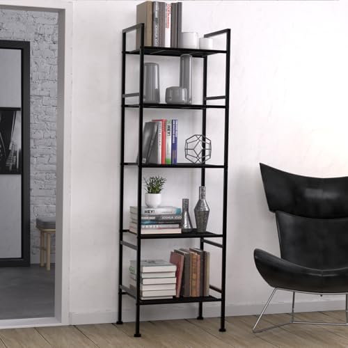 SUNLPH 5-Tier Wire Shelving Metal Rack Shelves, Standing Storage Shelf Units Flat for Laundry Bathroom Kitchen Pantry Closet Organization (Black, 16.9" L x 12.2" W x 53.4" H)