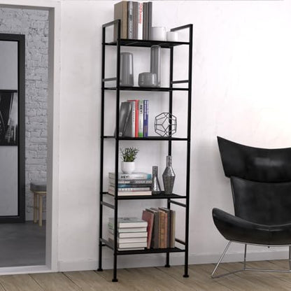 SUNLPH 5-Tier Wire Shelving Metal Rack Shelves, Standing Storage Shelf Units Flat for Laundry Bathroom Kitchen Pantry Closet Organization (Black, 16.9" L x 12.2" W x 53.4" H)