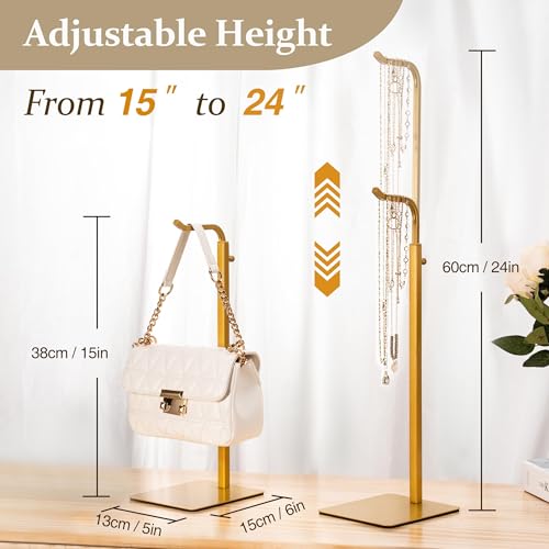 2-Pack Adjustable Tabletop Purse & Banner Display Stands, Gold - color: Gold