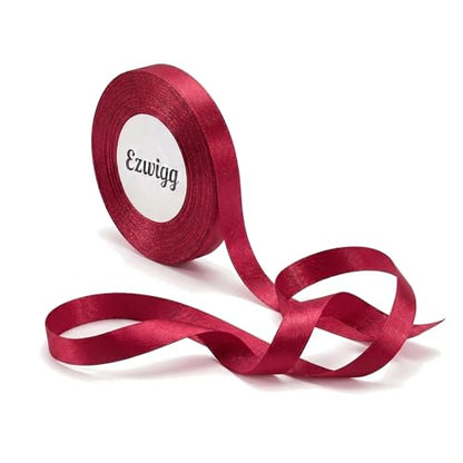 WineRed Ribbon 3/8 Inch 25 Yards, Smooth Continuous Ribbon for DIY Crafts, Gift Wrapping, Wedding Bows & Floral Design - color: wineRed