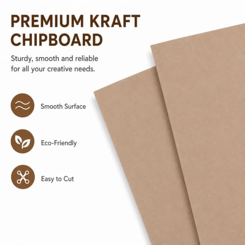 Chipboard Cardboard 8.5 x 11 inch, 20 Sheets of 22 Point Kraft Board, Flat Cardboard Inserts for Shipping, Mailing, Packing, DIY Crafts - color: Beige