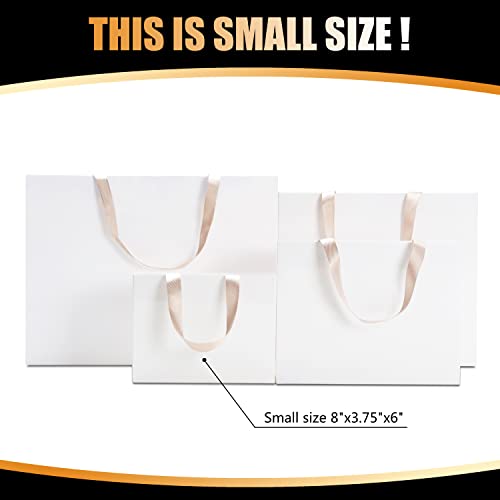 White Gift Bags Bulk, 10Pcs 8"x3.75"x6" Small White Gift Bags - color: White, size: 8x3.75x6 Inch (Pack of 10)
