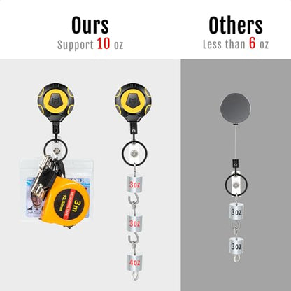 MNGARISTA Heavy Duty Retractable Badge Reel, 10 oz 31.5'' Keychain, 2 Pack - color: Yellow Keychain 2 Pcs