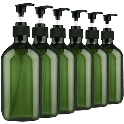Empty Plastic Bottles with Pump Dispenser, 500ml/16.9oz (Green, 6 Pack) - color: Green, size: 6 Pack