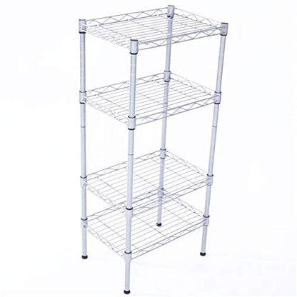 4-Tier Adjustable Storage Shelves Unit,Wire Shelving Units Metal Storage Rack, for Pantry, Garage, Kitchen,13.7Wx9.8Dx31.5H Inchs,Silver