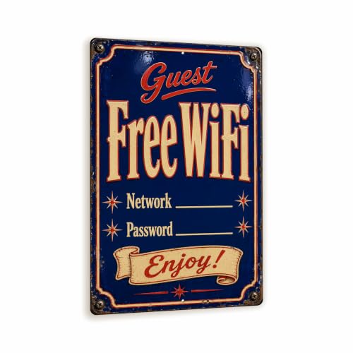 Free WiFi Vintage Enamel Business Sign - style: Free WiFi