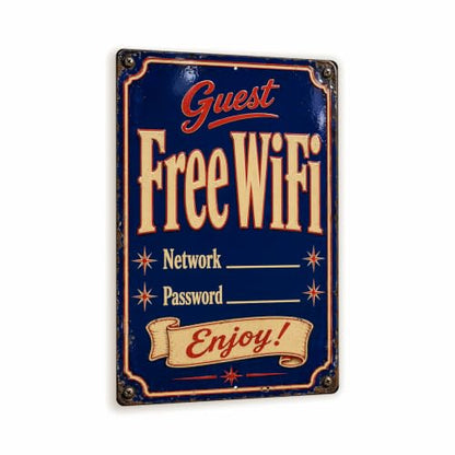 Free WiFi Vintage Enamel Business Sign - style: Free WiFi