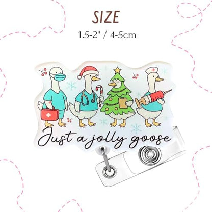 9PC Nurse Christmas Badge Reels Funny Silly Goose Cute Gingerbread Man Fall Halloween Holiday Seasonal Festive ID Name Holder Retractable Clip Medical Accessory Bulk Gifts for Nurses Nursing Students - style: Nurse Christmas