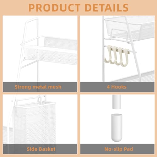 2 Tier Bathroom Countertop Organizer, Vanity Storage Shelf, Small, White - color: Small White Wire Mesh