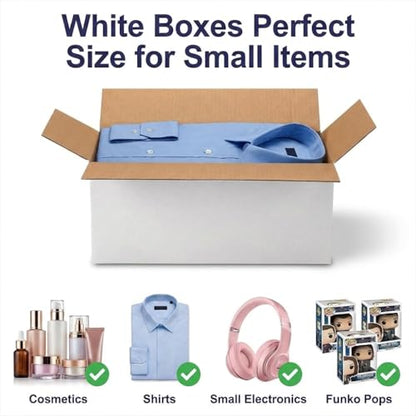 Shipping Boxes 9X6X6 Set of 25, White Corrugated Cardboard Box for Mailing Business Packaging - size: 9X6X6 Inches