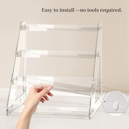 JOYZAN Clear Riser Display Stands 4 Tier Display Shelf Tiered Display Rack - size: 4 Tier-2 pack