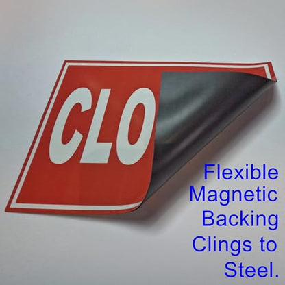 Open & Closed Flexible Magnetic Signs 7.5 x 10.75 in. White Letters on Red
