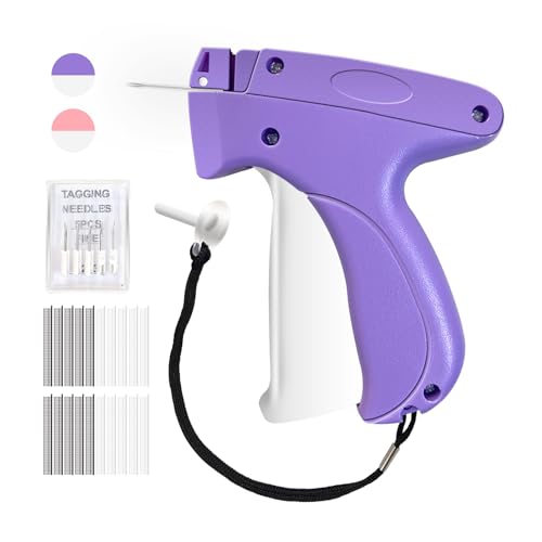 Stitch Gun for Clothes -Handheld Stitch Gun Quick Clothing Fixer - Mini Tag Gun - Includes 6 Fine Needles, 2000 Fasteners including 1000 Micro Black Fasteners & 1000 Micro White Fasteners (Purple)