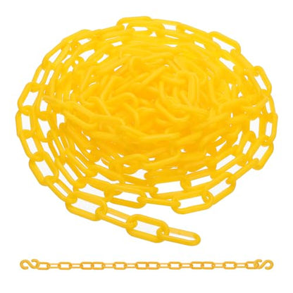 PATIKIL 13Ft Plastic Chain Barrier, Safety Link Chain with 2 S-Hooks for Crowd Control at Driveway Elevator Parking Lot, Yellow - color: Yellow