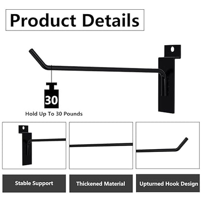 Slatwall Panel Hooks, Black, 8'', 25PCS Slat Wall Tool Hanger - color: Black, size: 8 Inch