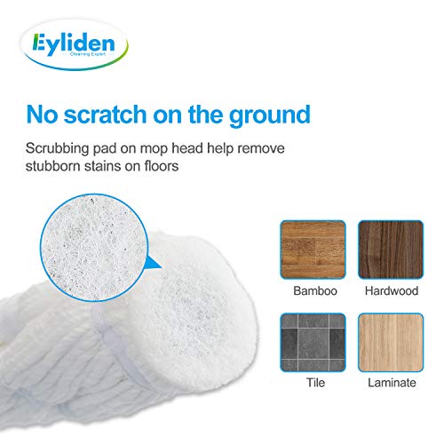Eyliden Mop with 2 Reusable Microfiber Heads, Easy Wringing Twist Mop - color: White