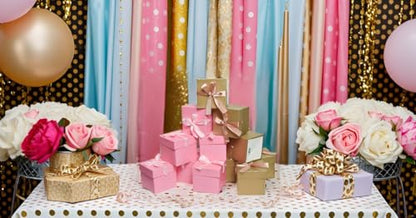 Gift Box with Lid for present, 12pcs,Collapsible, 6"×6"×6" - color: Gold & Pink, size: 6 x 6 x 6 Inch