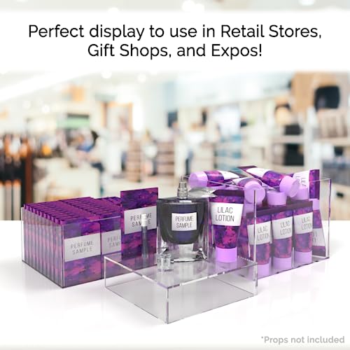 Marketing Holders 3 Piece Acrylic Display Riser Boxes Clear Retail Product Riser with Hollow Bottom No Lid 2", 4", 6" High Nesting Bins One Open Side Merchandise Storage Box - size: Set of 3 Clear