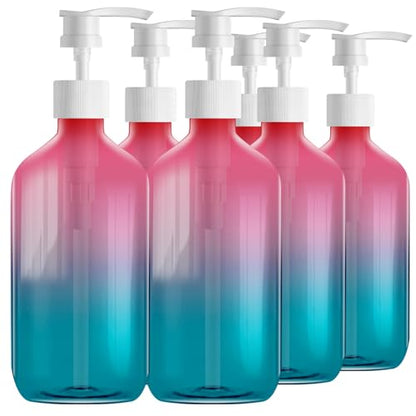 Empty Plastic Bottles with Pump Dispenser, 500ml Gradient Bottle, 6 Pack - color: Gradient, size: 6 Pack