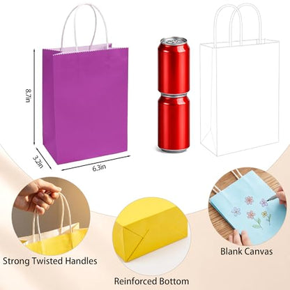 BLEWINDZ 100Pcs Small Paper Gift Bags with Handles 8.7x6.3x3.2 In