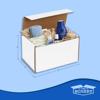 The Boxery Corrugated Mailers White Tuck Shipping Boxes (4x3x3) - size: 4x3x3