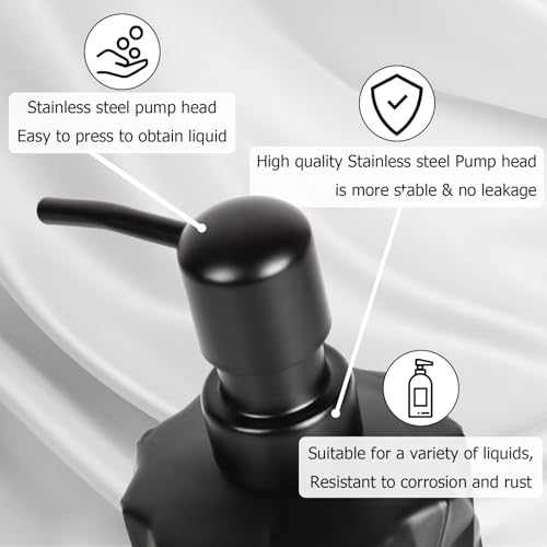 Glass Soap Dispenser with Plastic Pump, 330ml/11oz. Liquid Hand Soap Dispenser for Bathroom and Kitchen, Hand-Pump Dispenser for Dishwashing Liquid, Lotion, Soap, Essential Oil (Matte Black) - color: Matte Black
