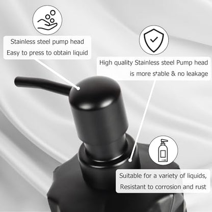 Glass Soap Dispenser with Plastic Pump, 330ml/11oz. Liquid Hand Soap Dispenser for Bathroom and Kitchen, Hand-Pump Dispenser for Dishwashing Liquid, Lotion, Soap, Essential Oil (Matte Black) - color: Matte Black