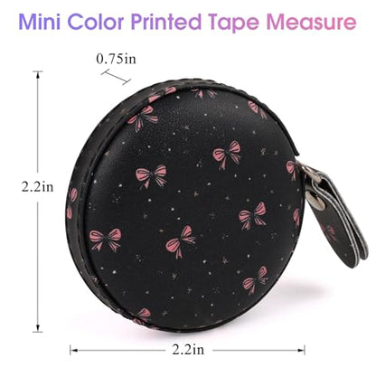 Retractable Mini Leather Tape Measure, Auto Retract Starlight Bow - color: Starlight Bow
