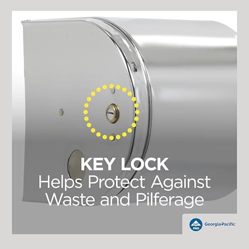 2-Roll Side-By-Side Covered Toilet Paper Dispenser by GP PRO (Georgia-Pacific), Key Lock, Chrome, 57320, 10.000" W x 6.250" D x 6.000" H, 1 Dispenser Per Case