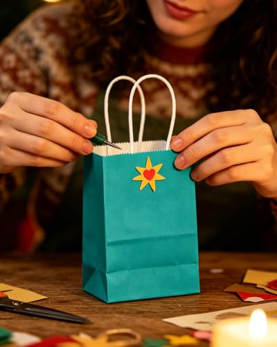 qiqee 24PCS Mini Gift Bag with Handles Bulk 4.5"x2.5"x6" Gift Bags Deep Green Bags Multiple Uses - color: Deep Green