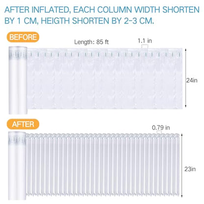 PerKoop 24"x85' Inflatable Air Pillows for Shipping Large Bubble Cushioning Wrap Packing with Pump Bubble Cushioning Wrap Roll with Fragile Stickers for Heavy Duty Moving Protection - size: 24"x85'