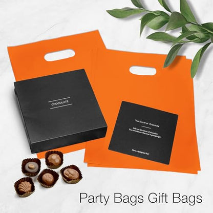 Choice Marts 100 Orange Plastic Bags With Handles 9x12 Merchandise Bags - color: Orange