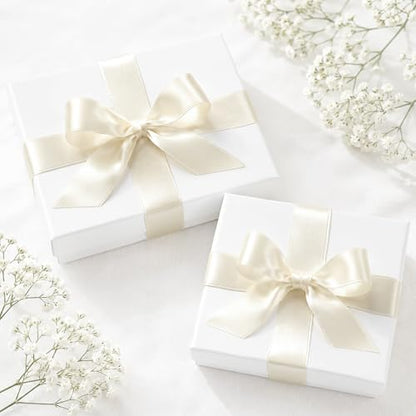 KINGLAKE Double Faced Ivory Satin Ribbon - 1-1/2 Inch x 50 Yards - color: Ivory