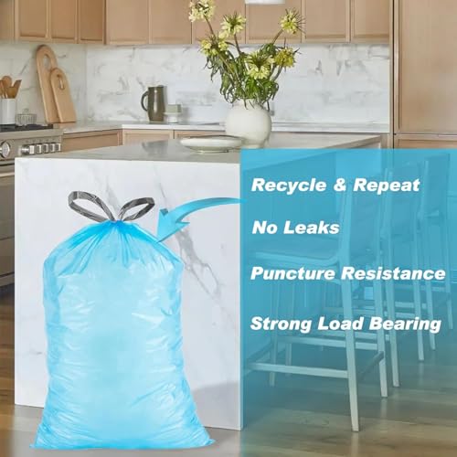 200 Count for Code G Blue & White Compatible with simpIehuman Code G 8-9 Gallon 1.2 Mil THICK Heavy Duty with Reinforced Drawstring Tear Resistant White 100 & Blue 100 Total 200 Count GRAND SAVE! - color: for Code G 200 Blue & White
