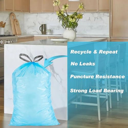 200 Count for Code G Blue & White Compatible with simpIehuman Code G 8-9 Gallon 1.2 Mil THICK Heavy Duty with Reinforced Drawstring Tear Resistant White 100 & Blue 100 Total 200 Count GRAND SAVE! - color: for Code G 200 Blue & White